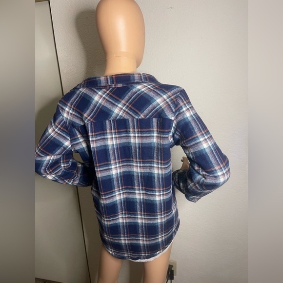 𝅺AMBIANCE Sherpa lined jacket plaid blue size small - Picture 9 of 12